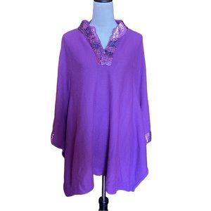 Antthony Original Sequin Collar Royal Purple Knit Poncho